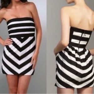 Alice + Olivia Dress | Strapless | Black + White | Striped | Size 2